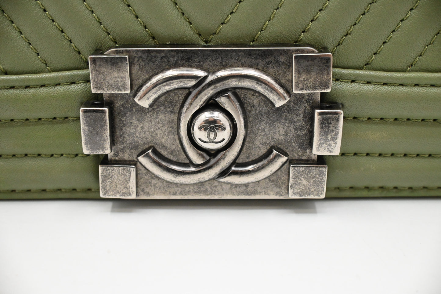 Chanel New Medium Boy in Light Green Leather