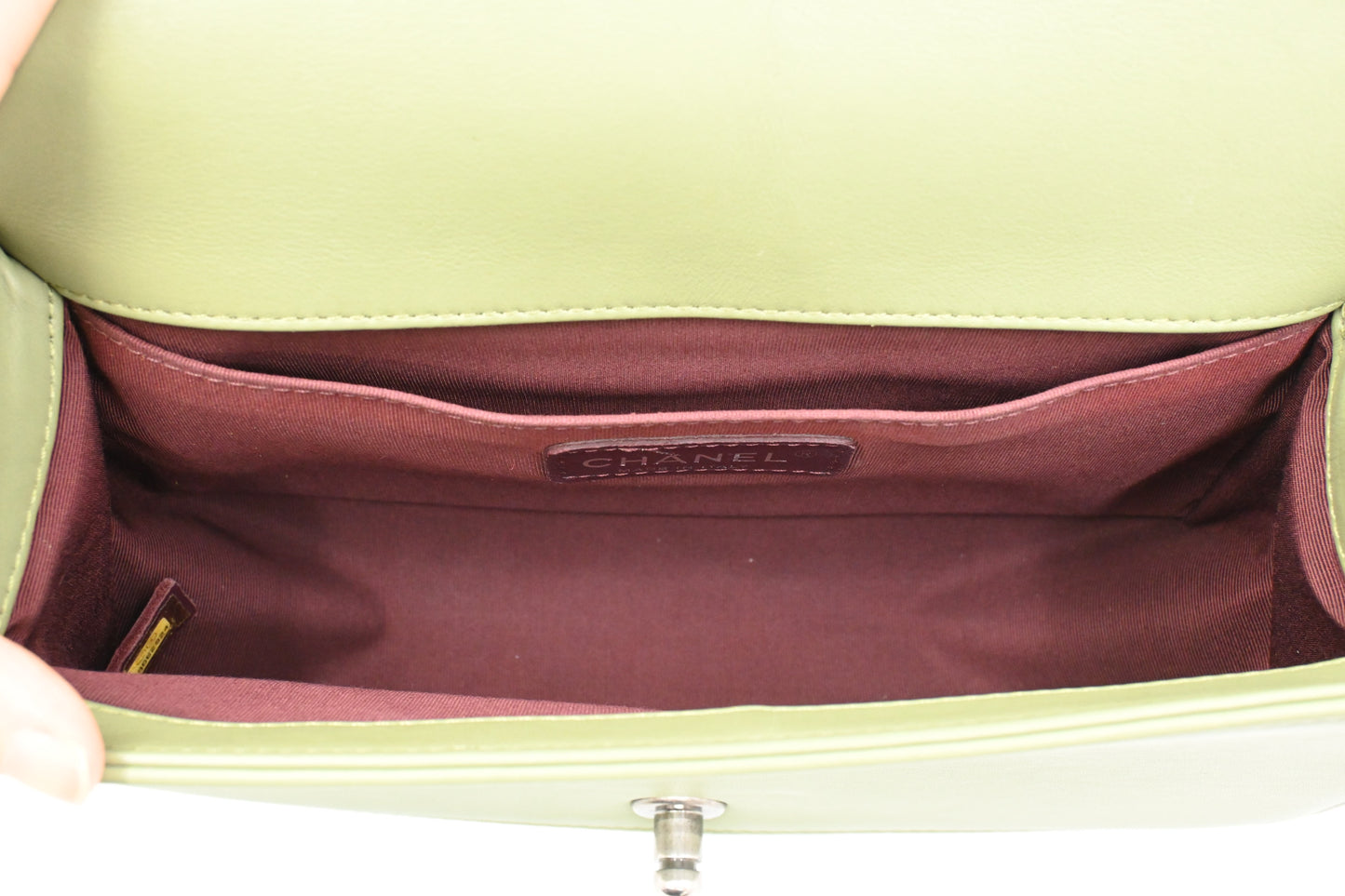 Chanel New Medium Boy in Light Green Leather
