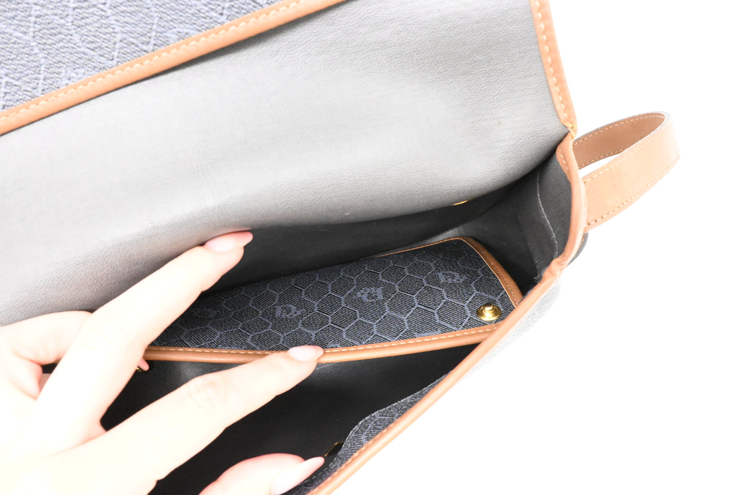 Dior Shoulder Bag in Grey Honeycomb Canvas