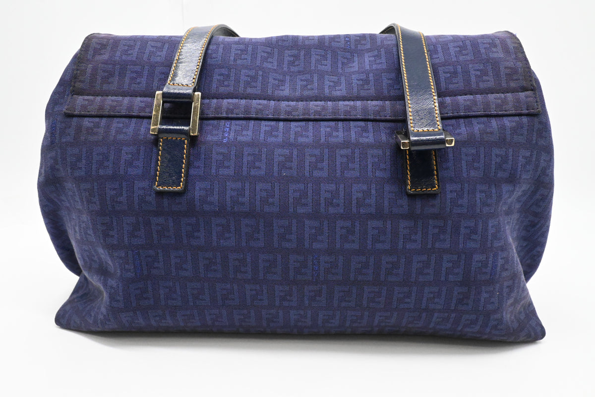 Fendi Shoulder Bag in Blue Zuccino Canvas