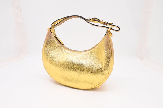 Fendi Small Fendigraphy in Gold Leather