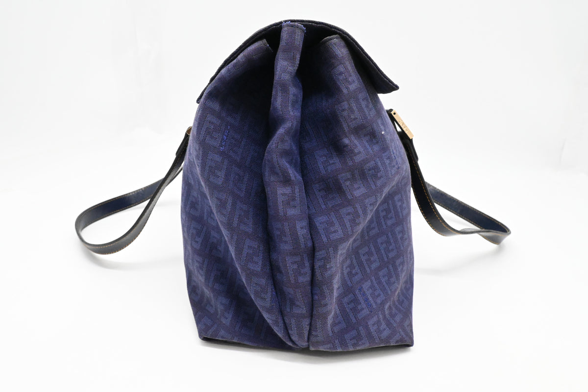Fendi Shoulder Bag in Blue Zuccino Canvas