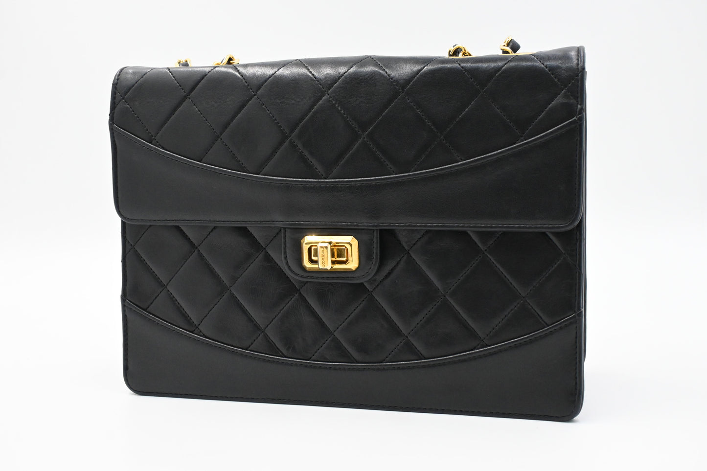 Chanel Trapezoid Flap in Black Matelassé Leather