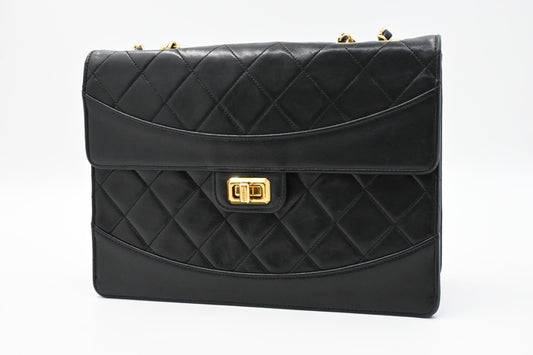 Chanel Trapezoid Flap in Black Matelassé Leather