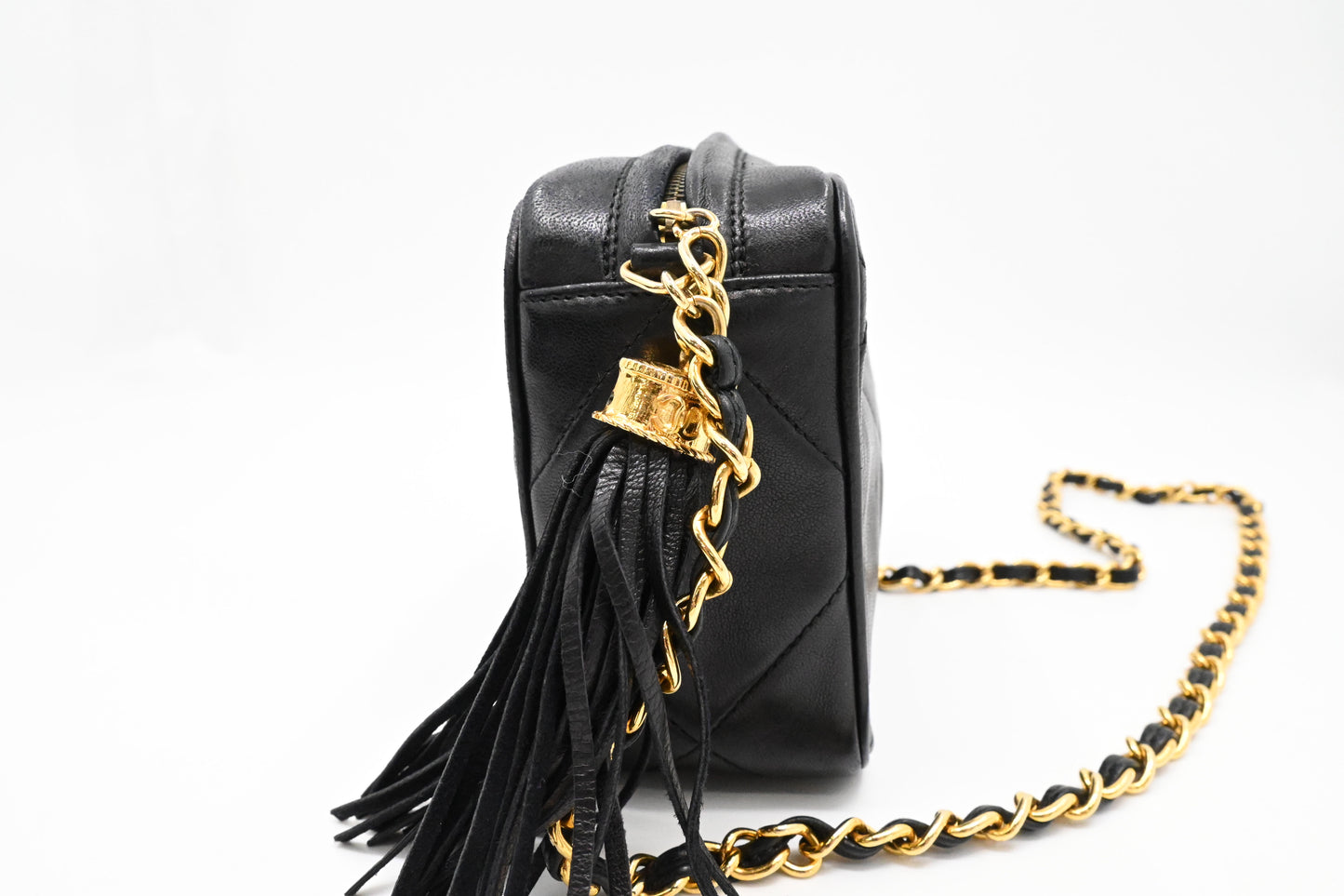 Chanel Chain Shoulder Bag in Black Leather