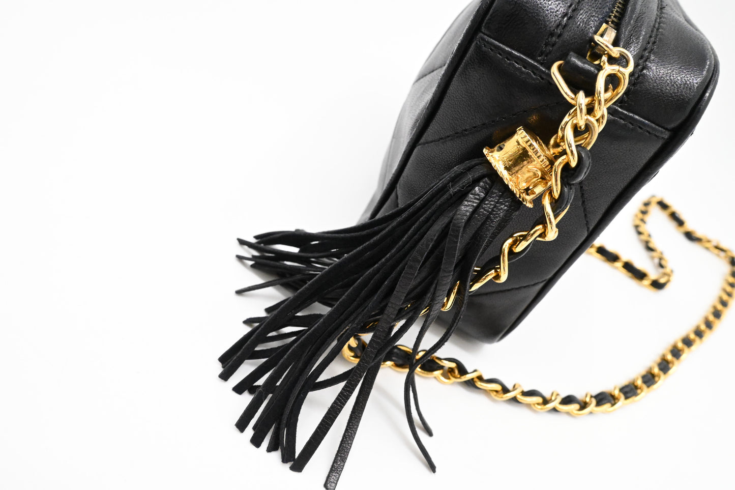 Chanel Chain Shoulder Bag in Black Leather