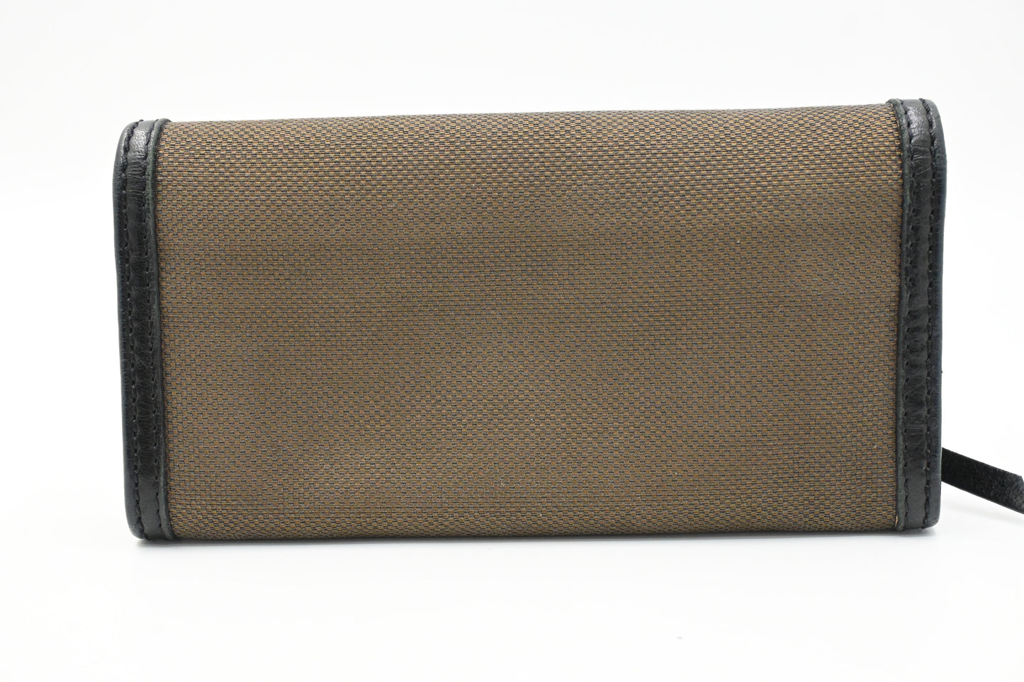 Chloe Long Wallet in Brown Canvas and Black Leather
