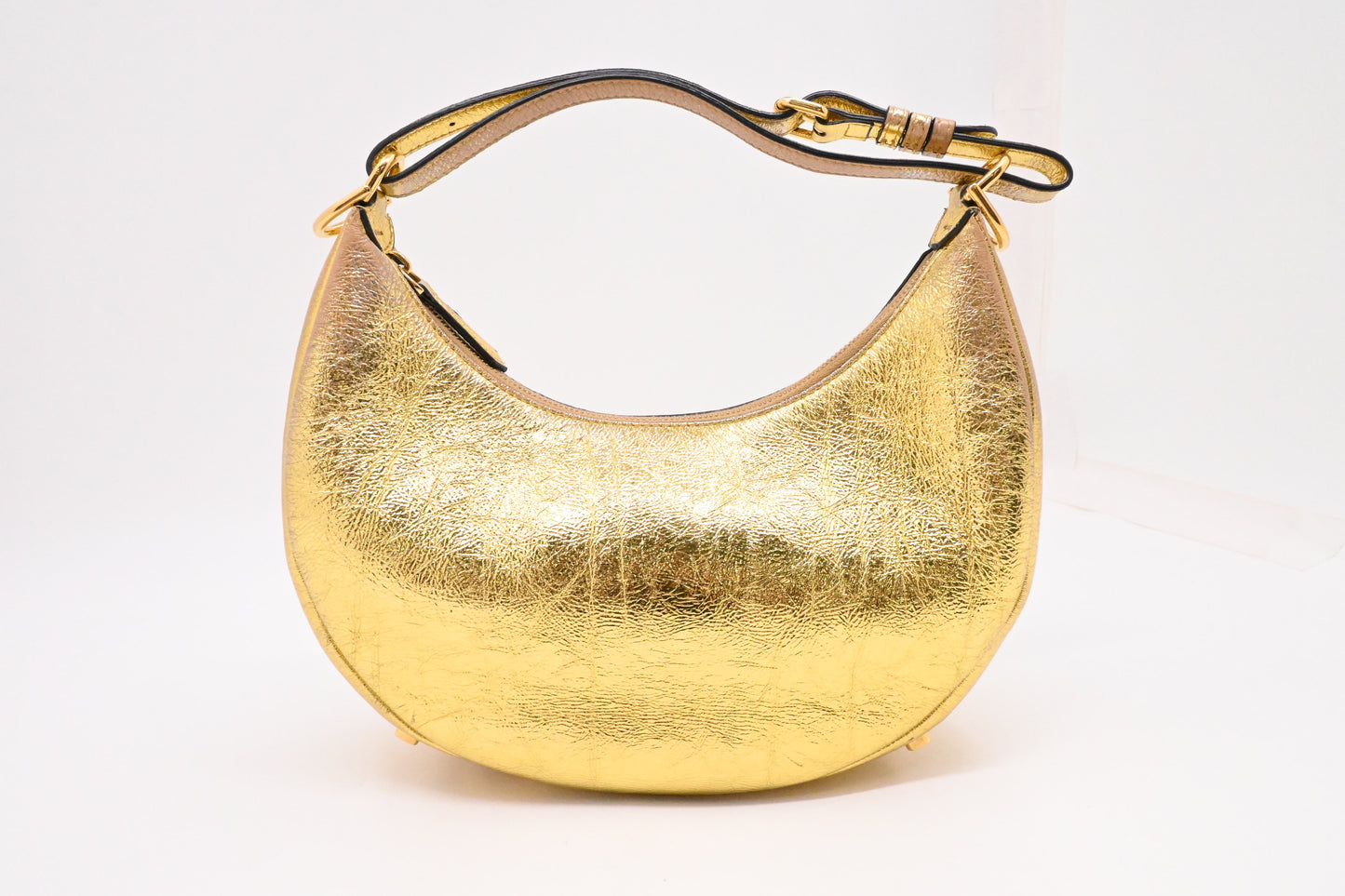 Fendi Small Fendigraphy in Gold Leather