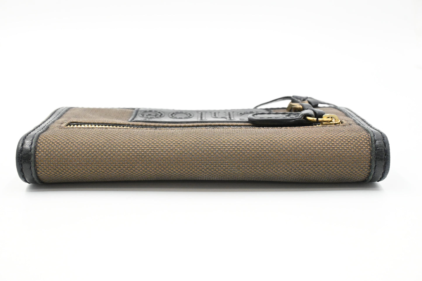Chloe Long Wallet in Brown Canvas and Black Leather