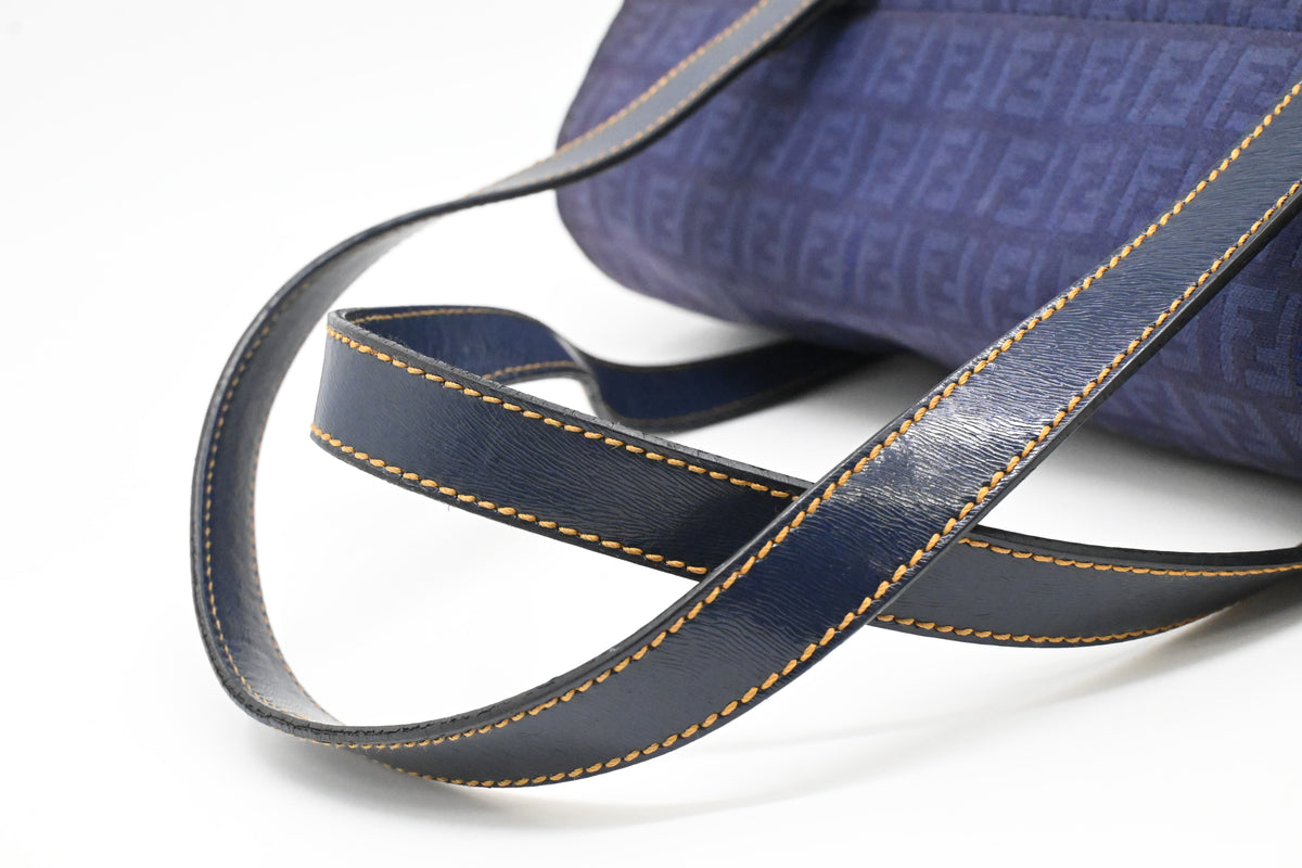 Fendi Shoulder Bag in Blue Zuccino Canvas