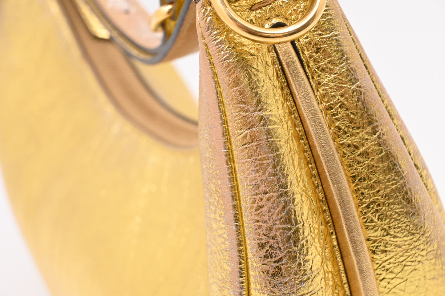 Fendi Small Fendigraphy in Gold Leather