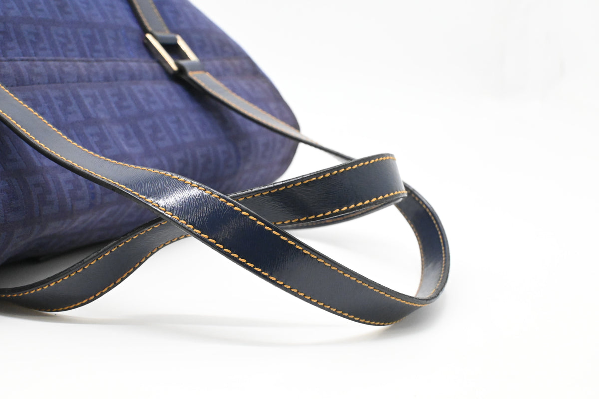 Fendi Shoulder Bag in Blue Zuccino Canvas
