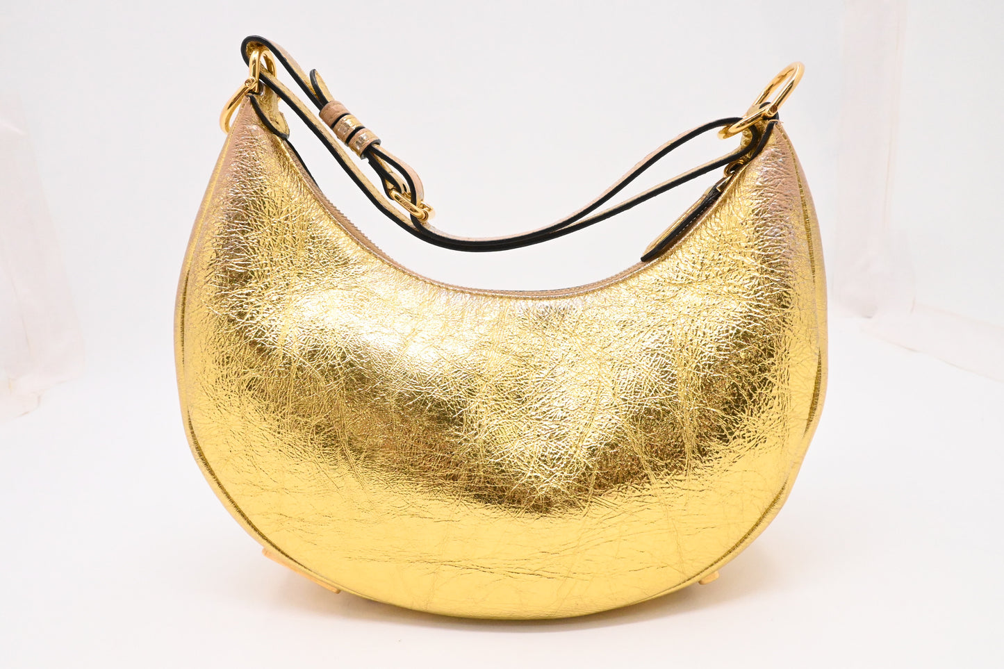 Fendi Small Fendigraphy in Gold Leather