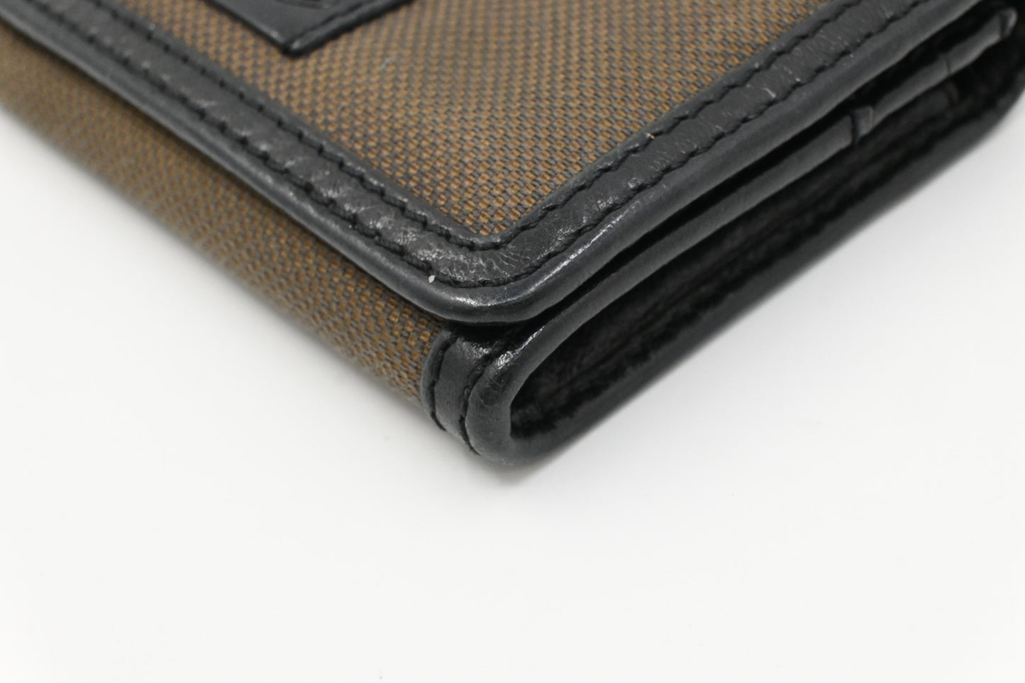 Chloe Long Wallet in Brown Canvas and Black Leather
