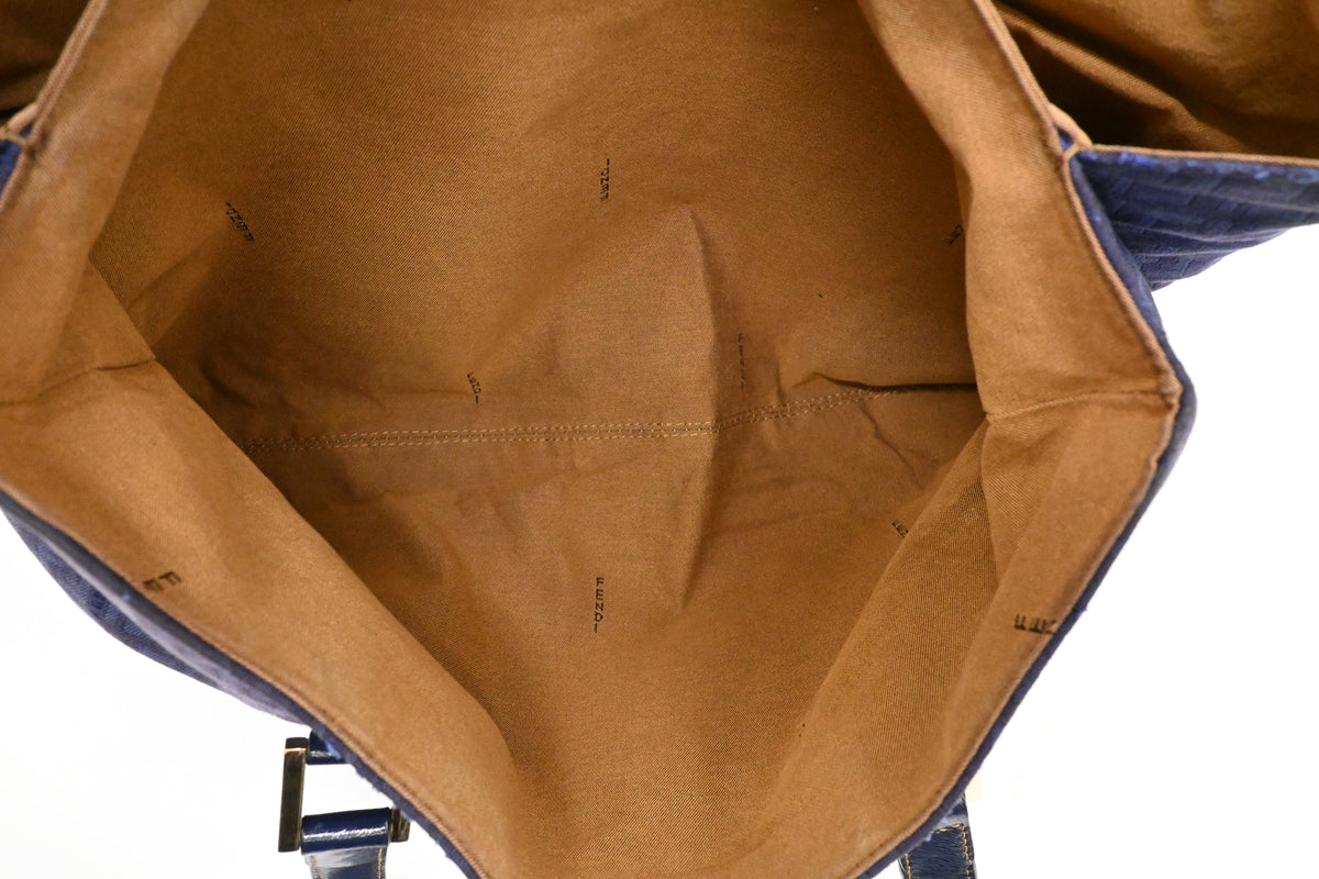 Fendi Shoulder Bag in Blue Zuccino Canvas