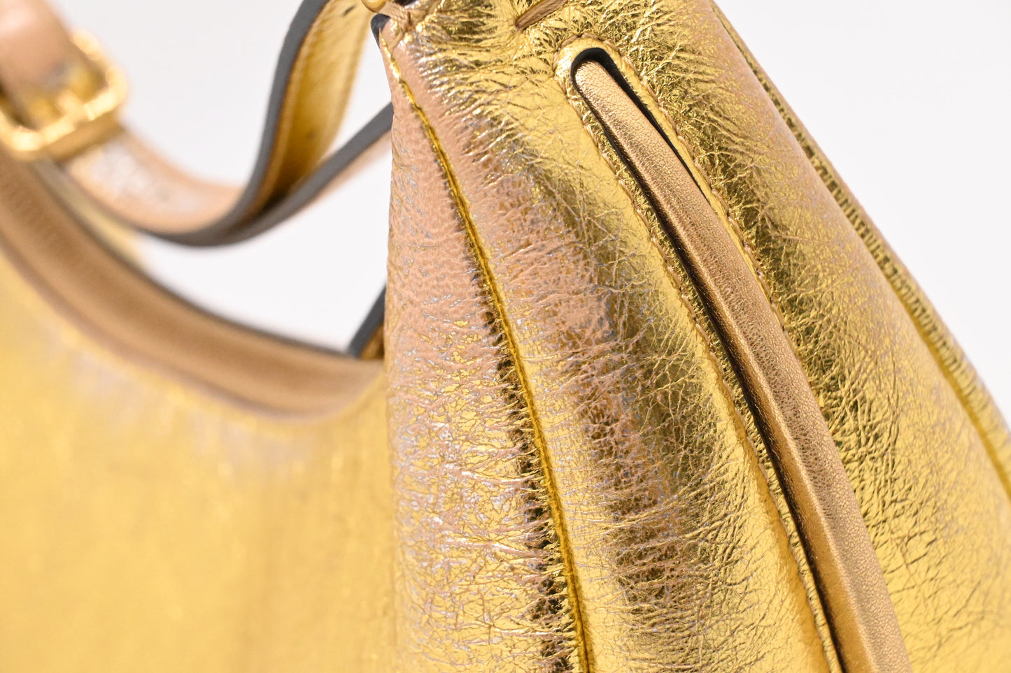 Fendi Small Fendigraphy in Gold Leather