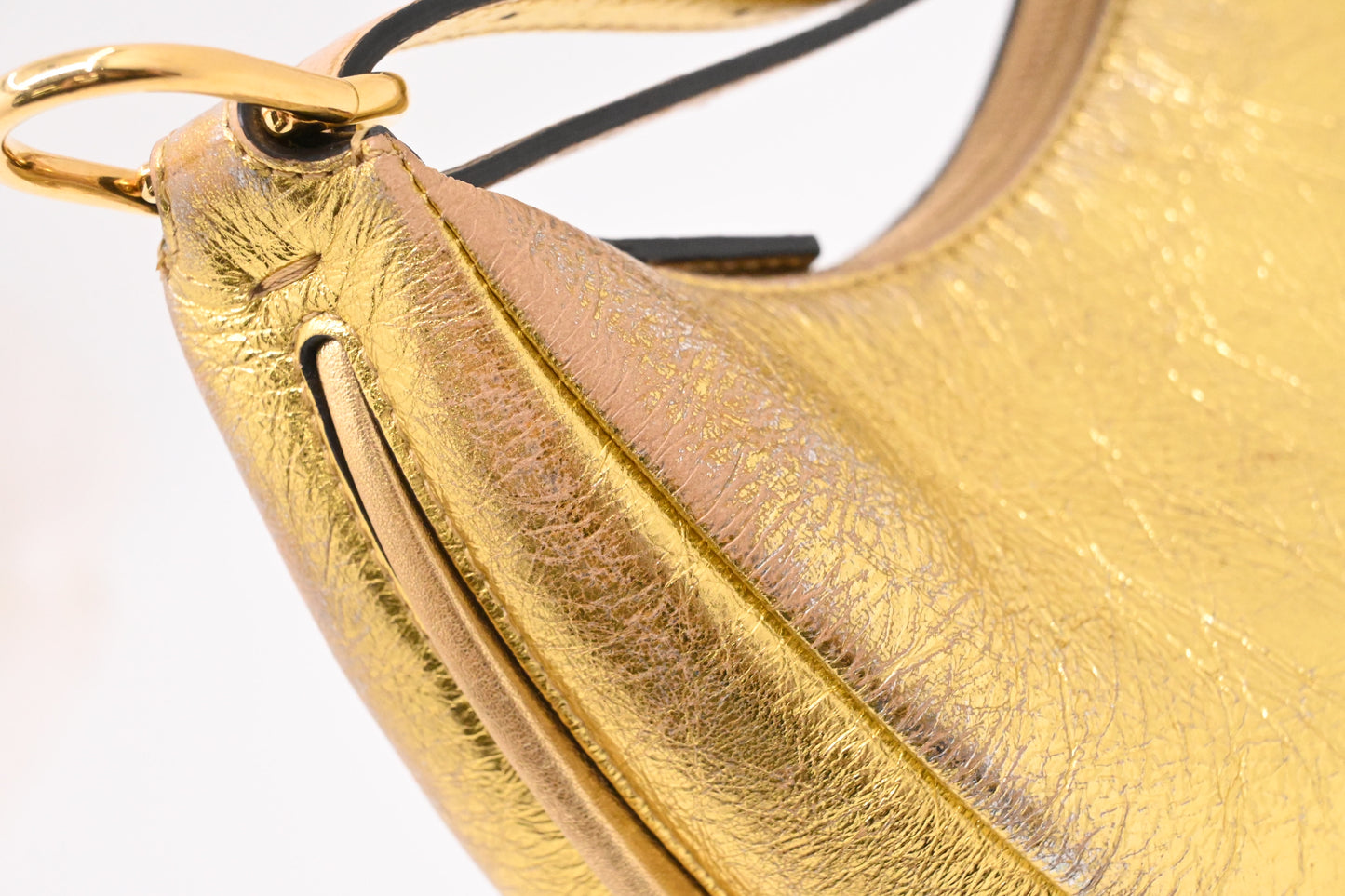 Fendi Small Fendigraphy in Gold Leather