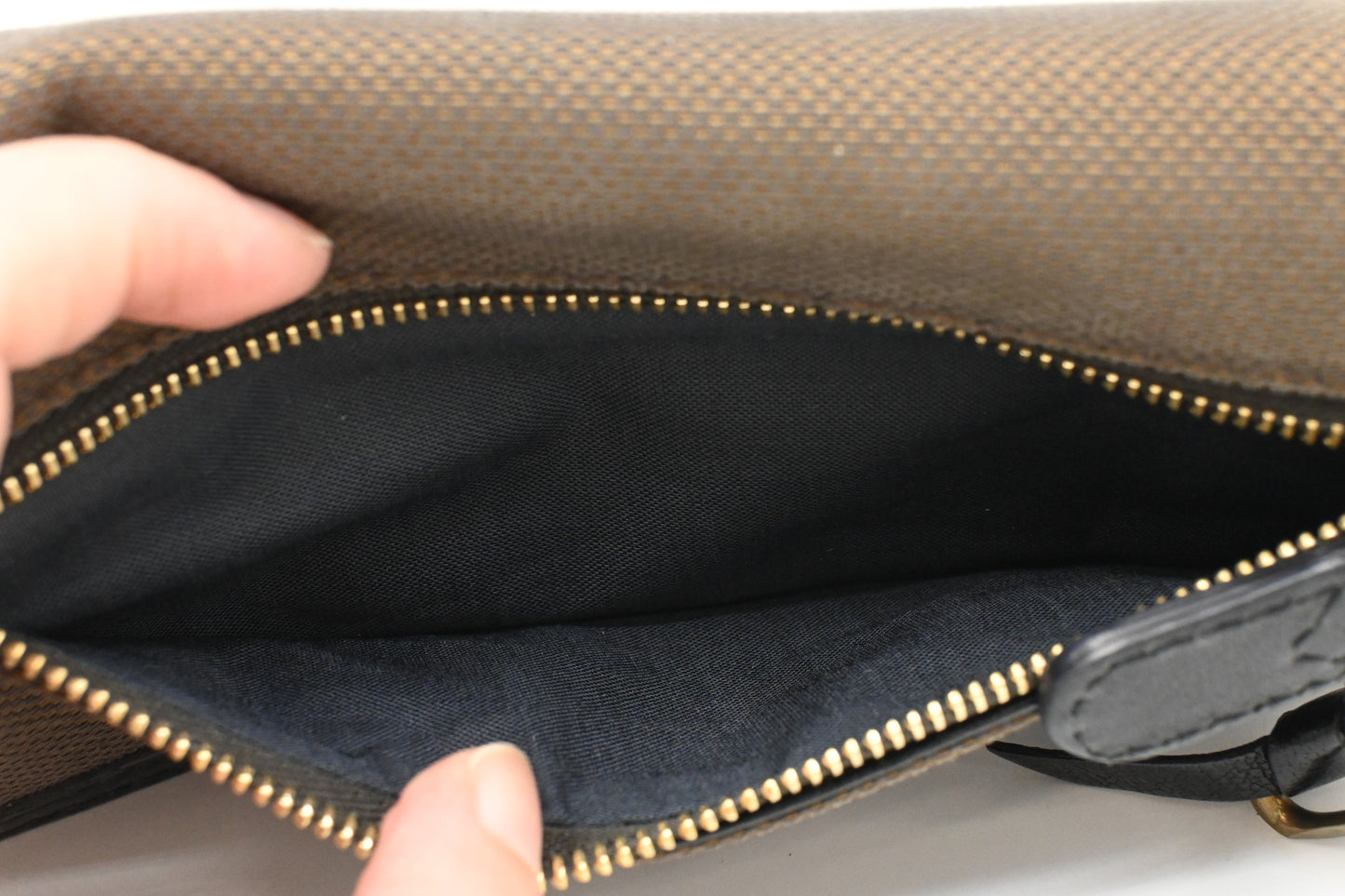 Chloe Long Wallet in Brown Canvas and Black Leather
