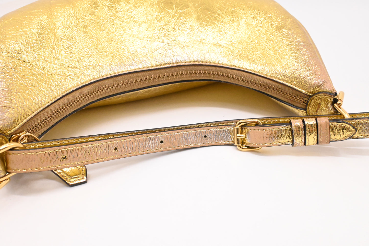 Fendi Small Fendigraphy in Gold Leather