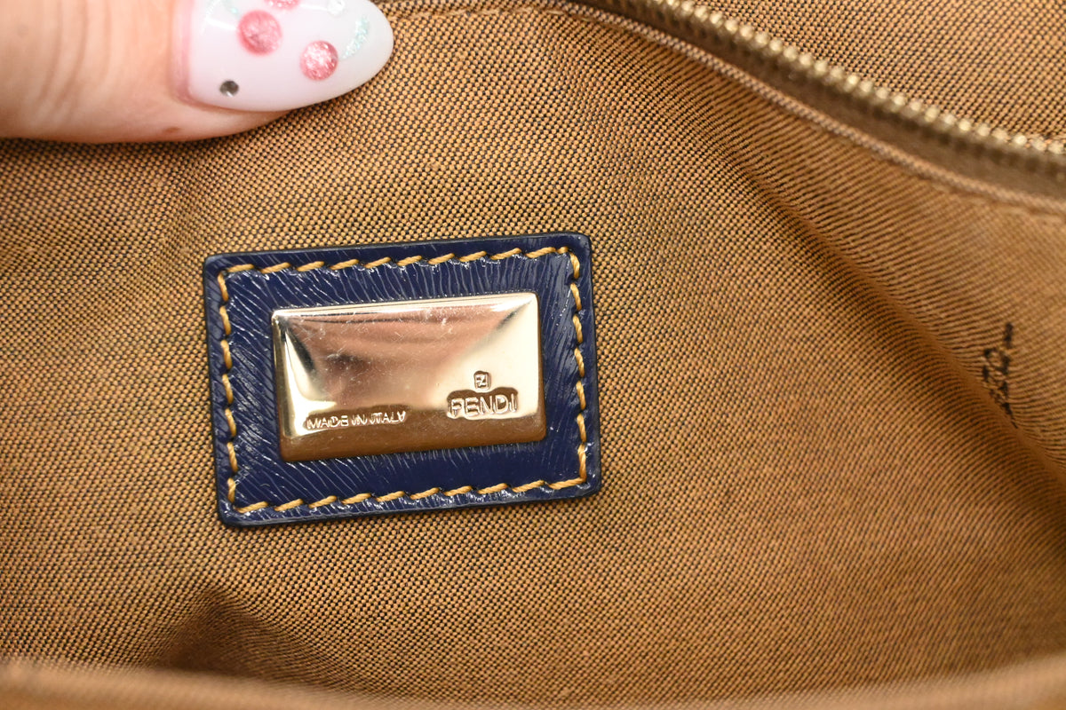 Fendi Shoulder Bag in Blue Zuccino Canvas