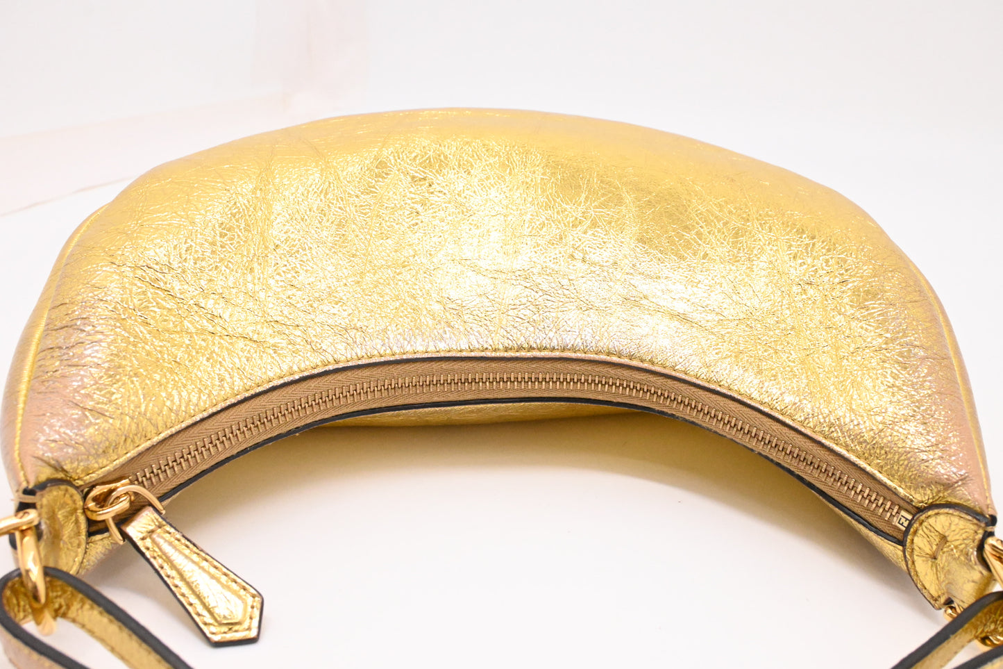 Fendi Small Fendigraphy in Gold Leather