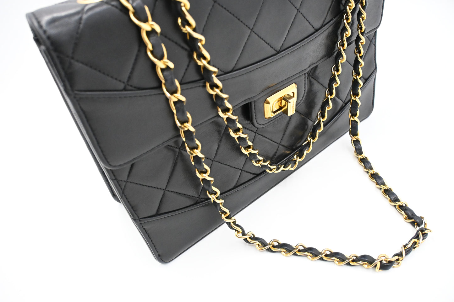 Chanel Trapezoid Flap in Black Matelassé Leather