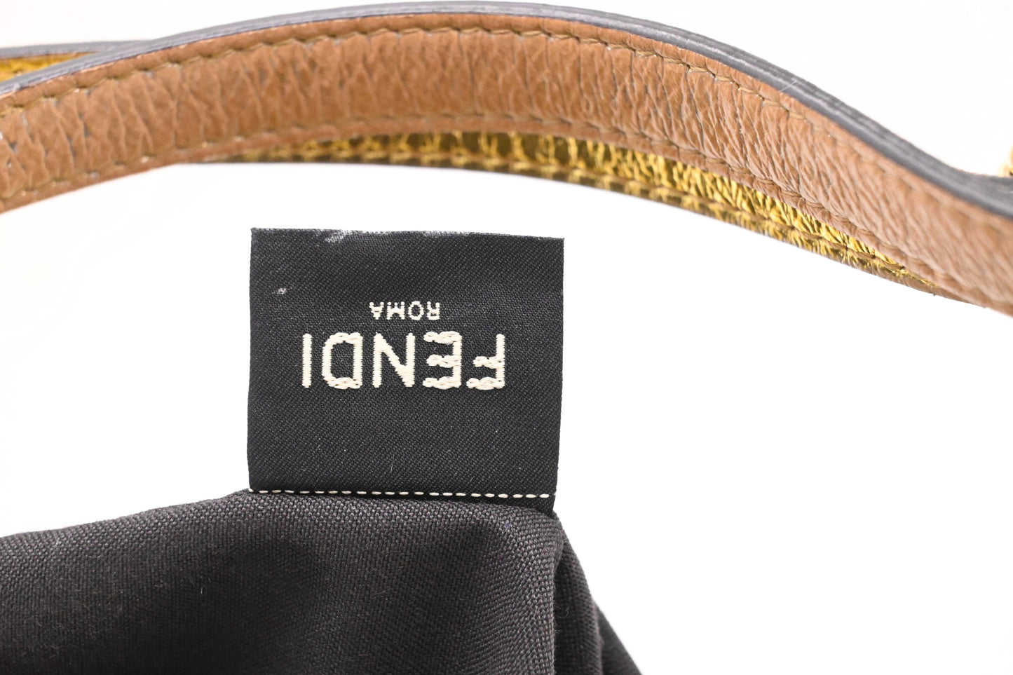 Fendi Small Fendigraphy in Gold Leather