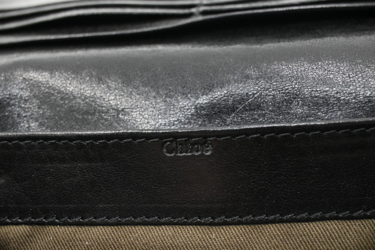 Chloe Long Wallet in Brown Canvas and Black Leather