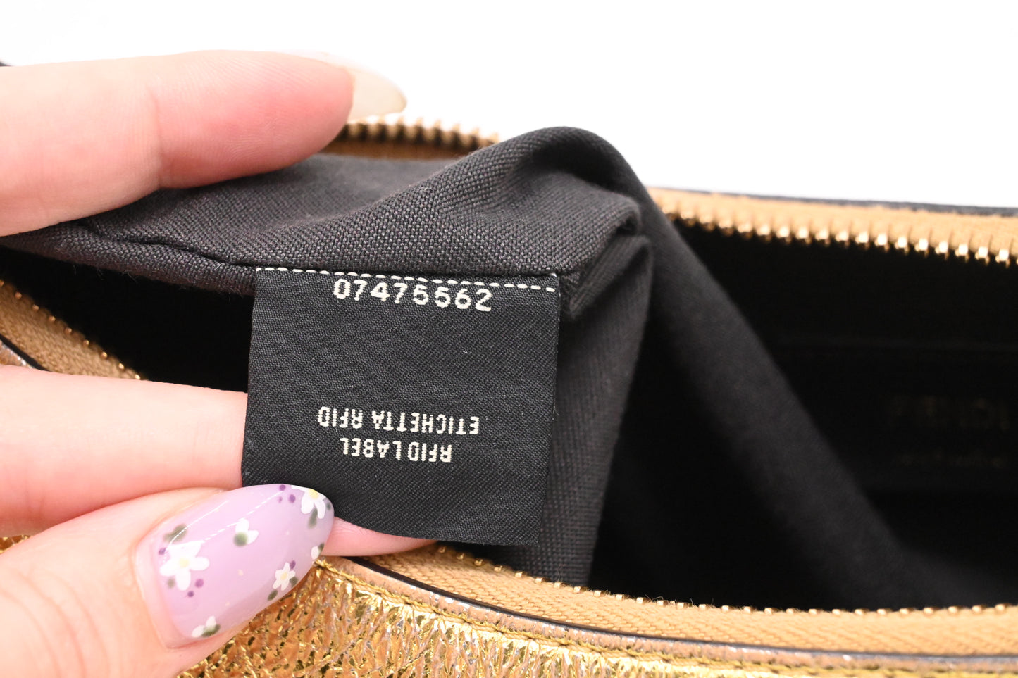 Fendi Small Fendigraphy in Gold Leather