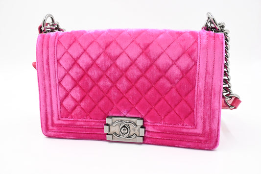 Chanel Medium Boy in Pink Velvet