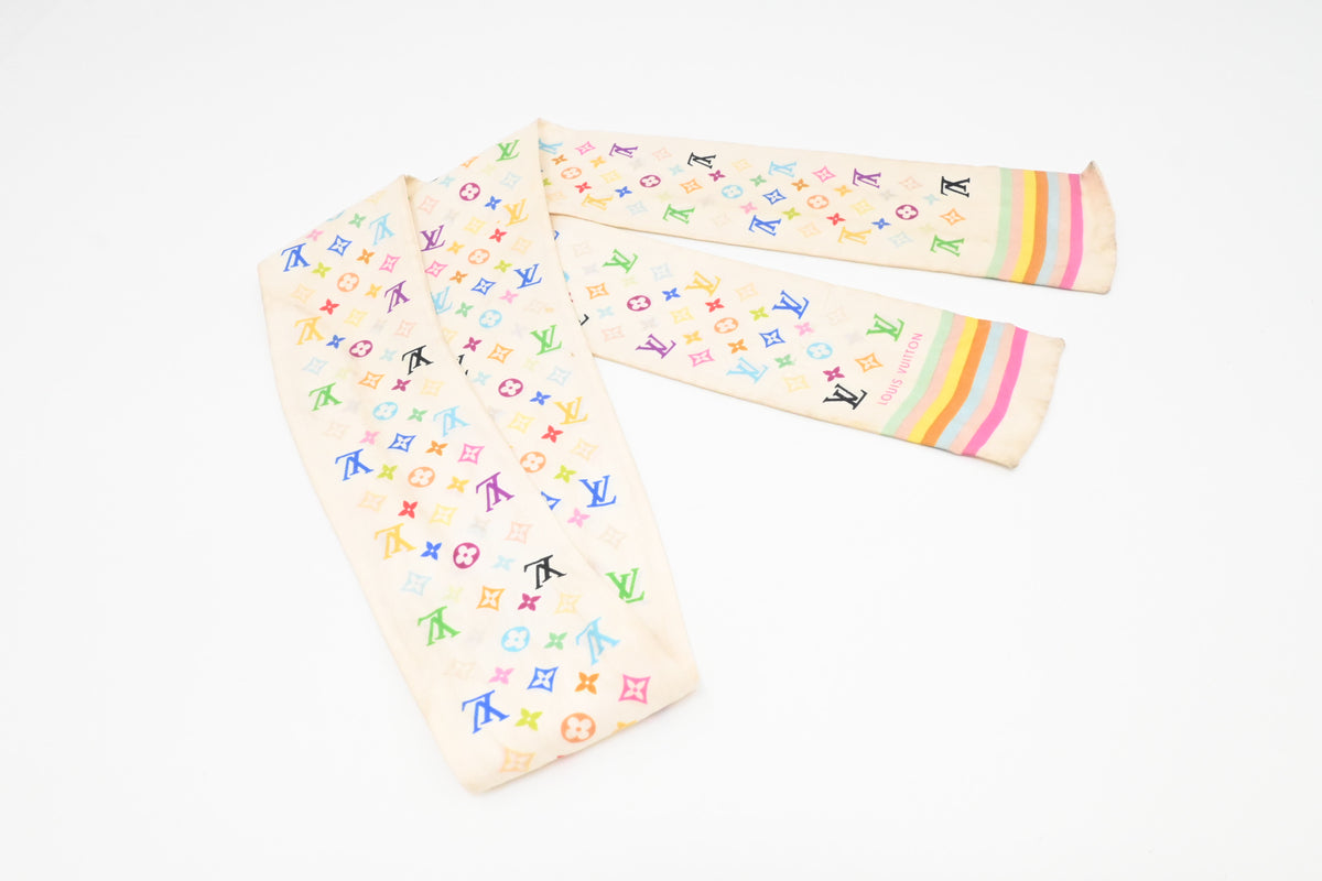 Louis Vuitton Bandeau in White Multicolor Monogram Silk