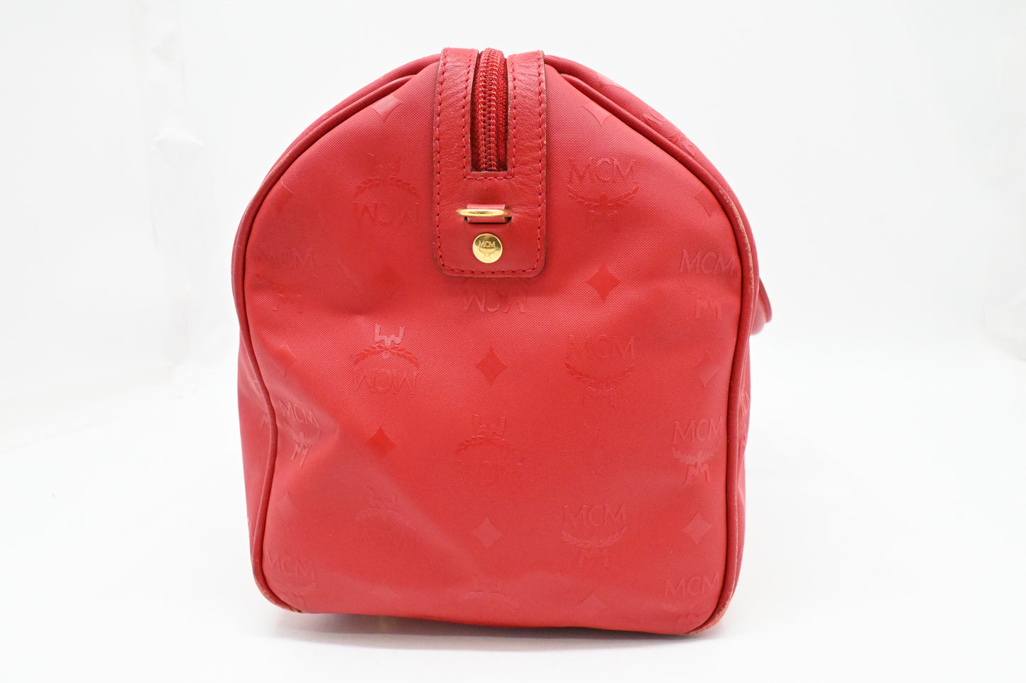 MCM Boston Bag in Red Coated Canvas