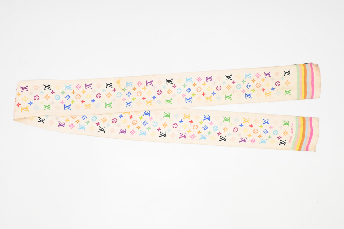 Louis Vuitton Bandeau in White Multicolor Monogram Silk