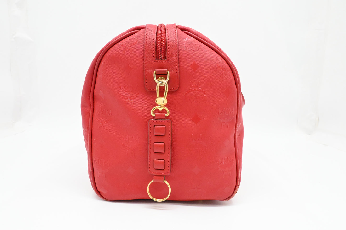 MCM Boston Bag in Red Coated Canvas