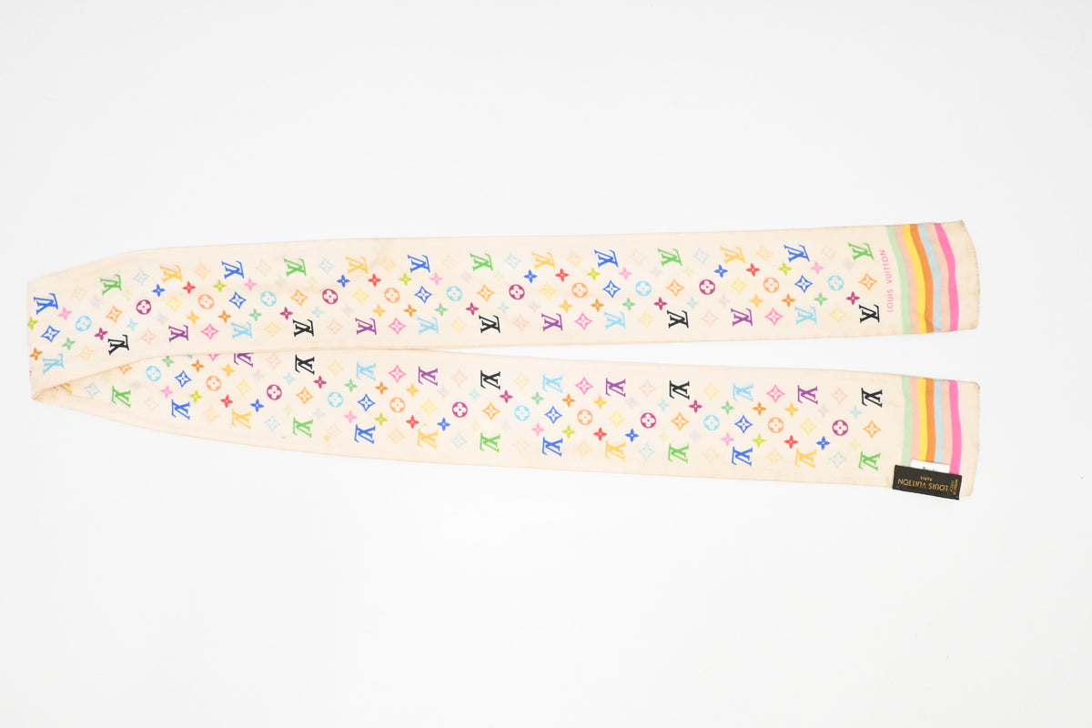 Louis Vuitton Bandeau in White Multicolor Monogram Silk