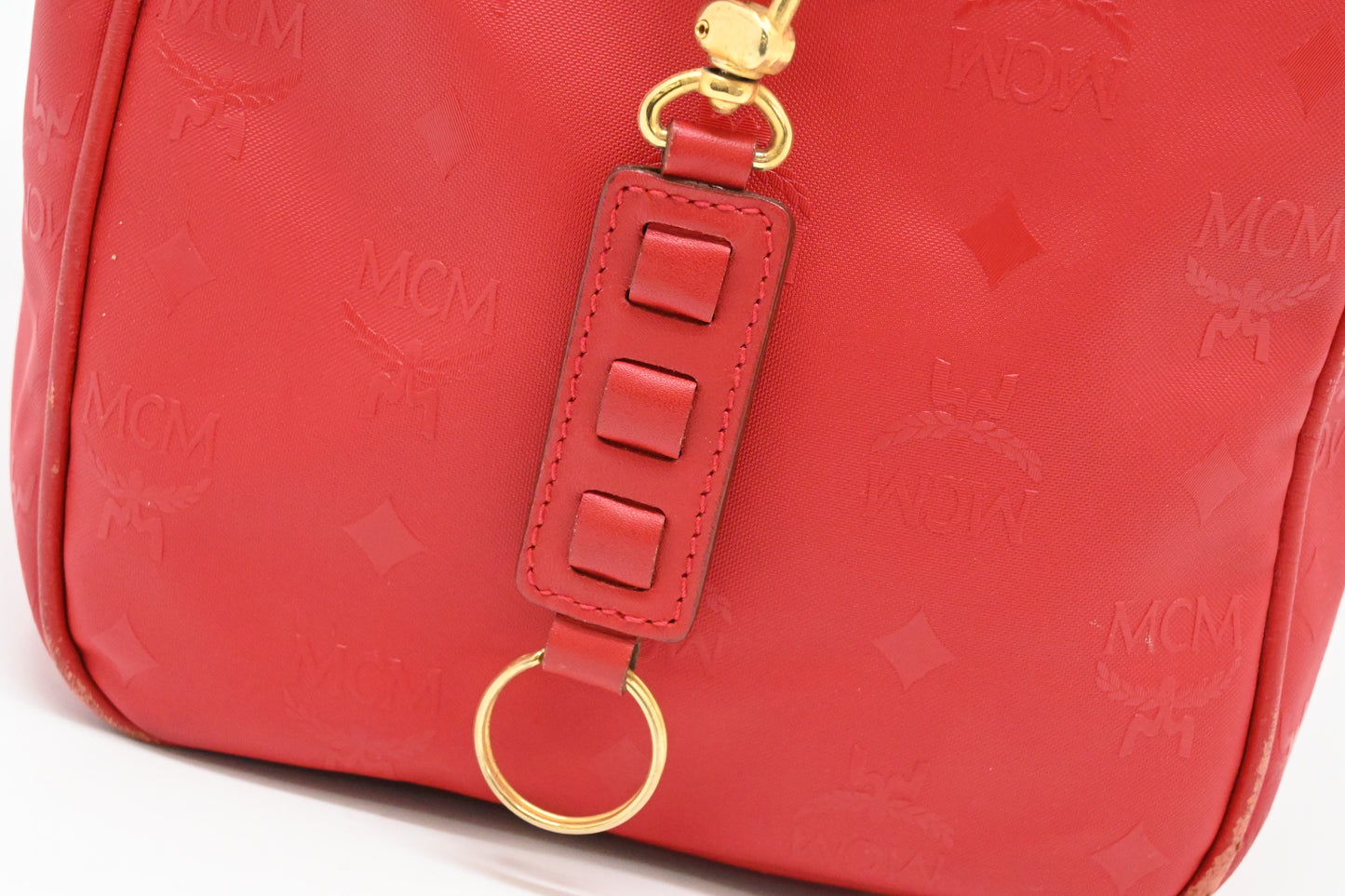 MCM Boston Bag in Red Coated Canvas