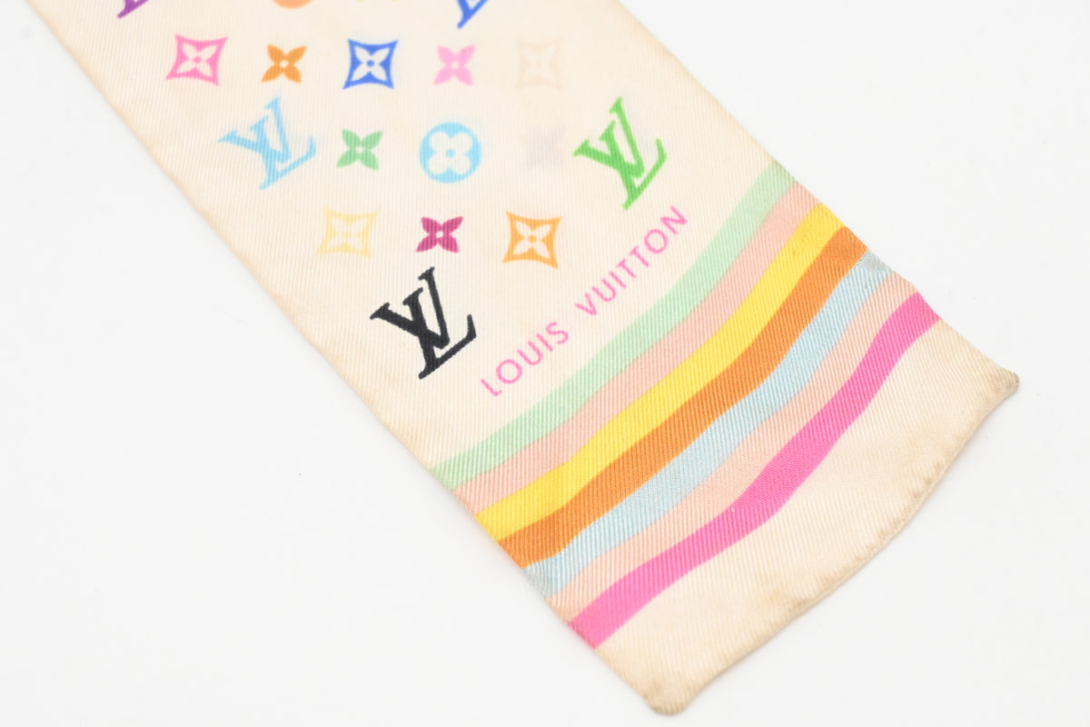 Louis Vuitton Bandeau in White Multicolor Monogram Silk