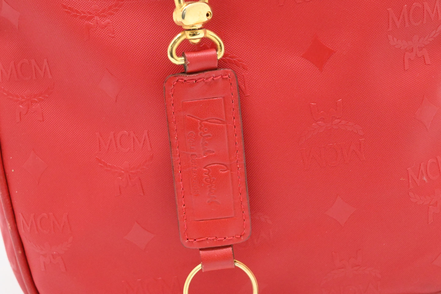 MCM Boston Bag in Red Coated Canvas