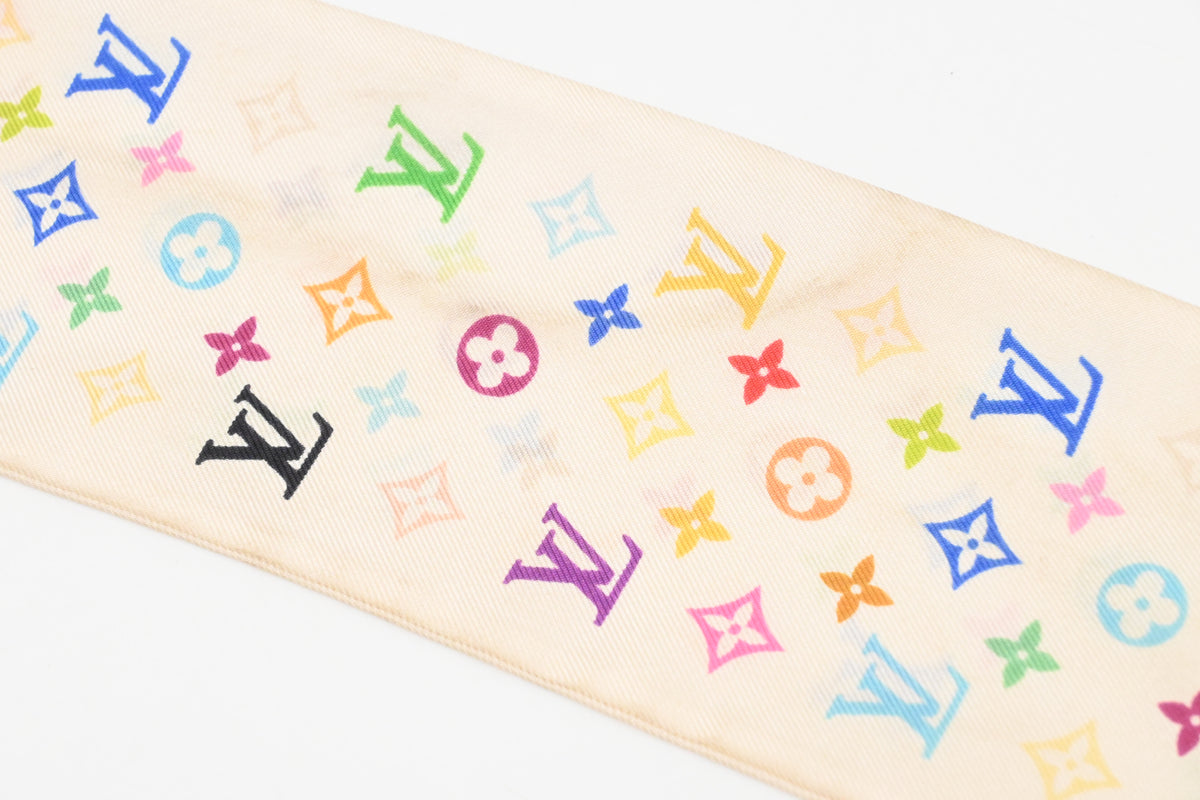 Louis Vuitton Bandeau in White Multicolor Monogram Silk