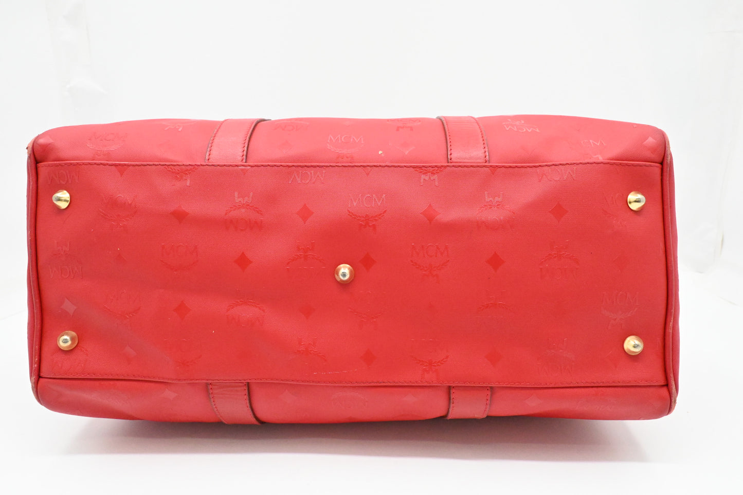 MCM Boston Bag in Red Coated Canvas