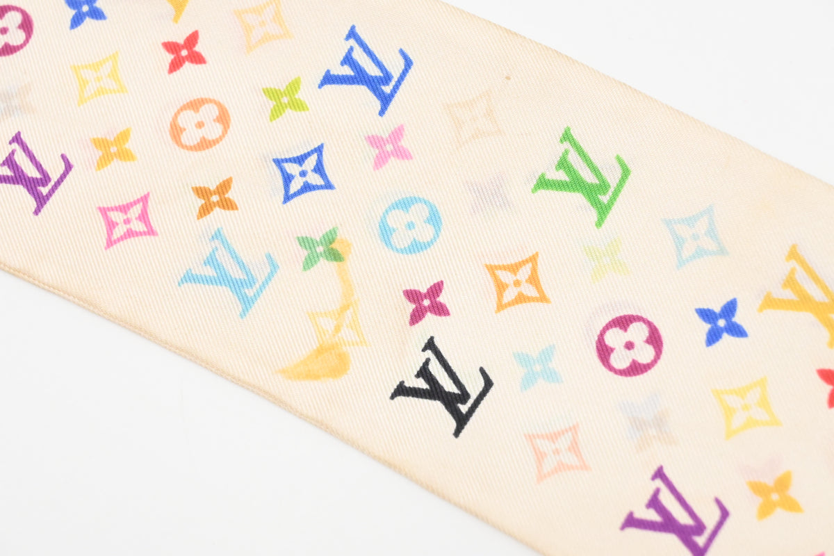 Louis Vuitton Bandeau in White Multicolor Monogram Silk