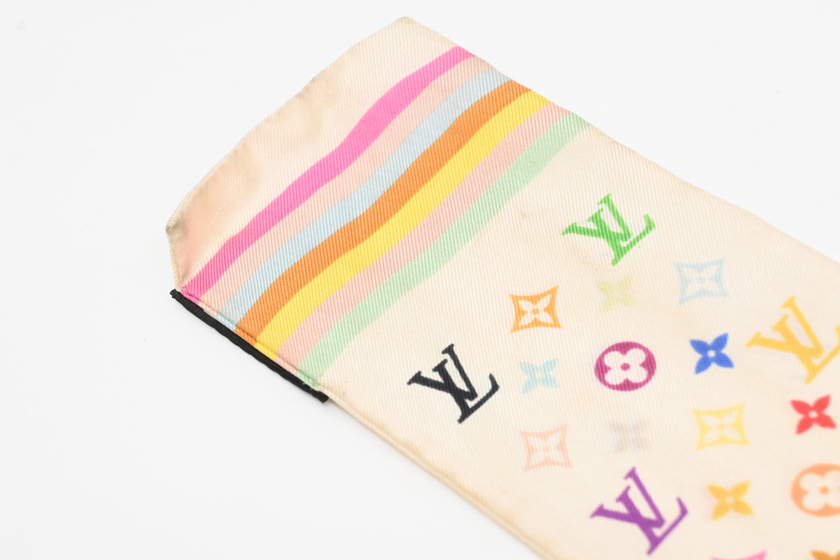 Louis Vuitton Bandeau in White Multicolor Monogram Silk