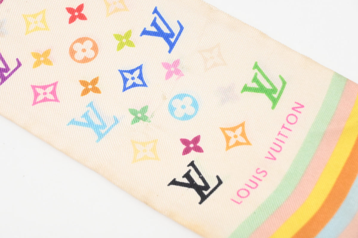 Louis Vuitton Bandeau in White Multicolor Monogram Silk