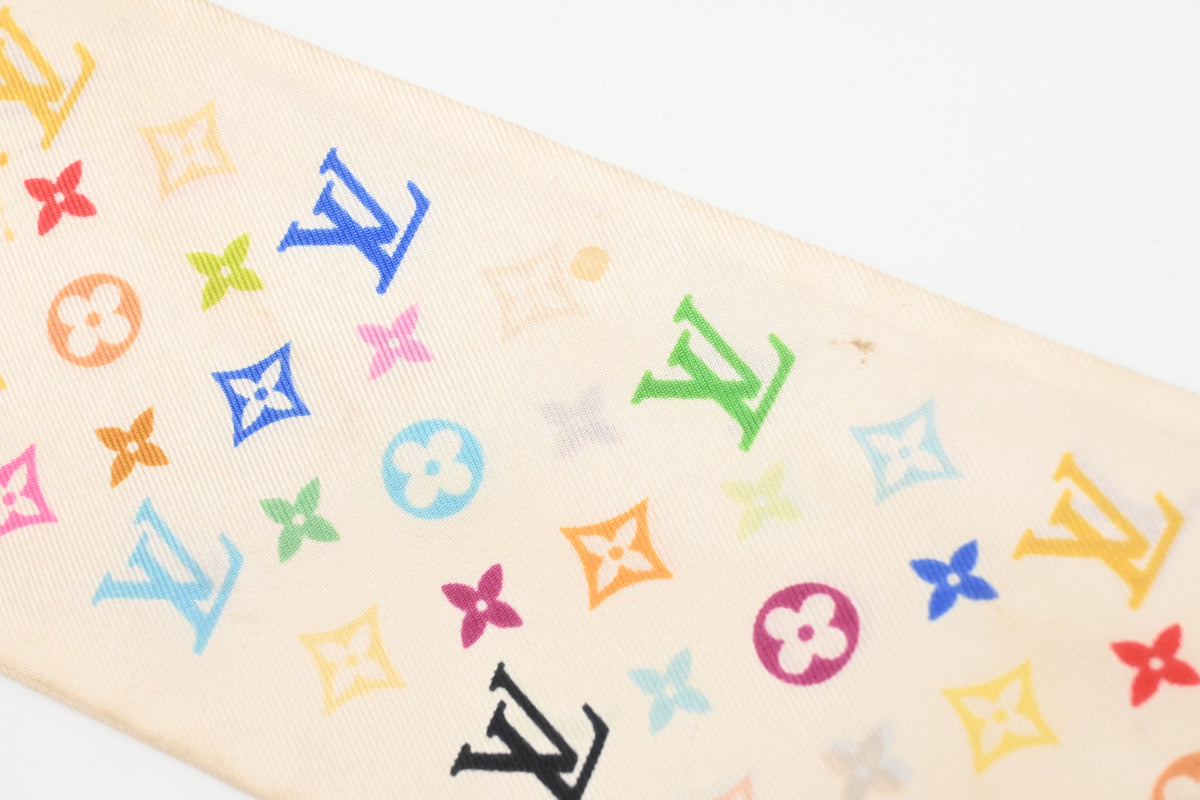 Louis Vuitton Bandeau in White Multicolor Monogram Silk