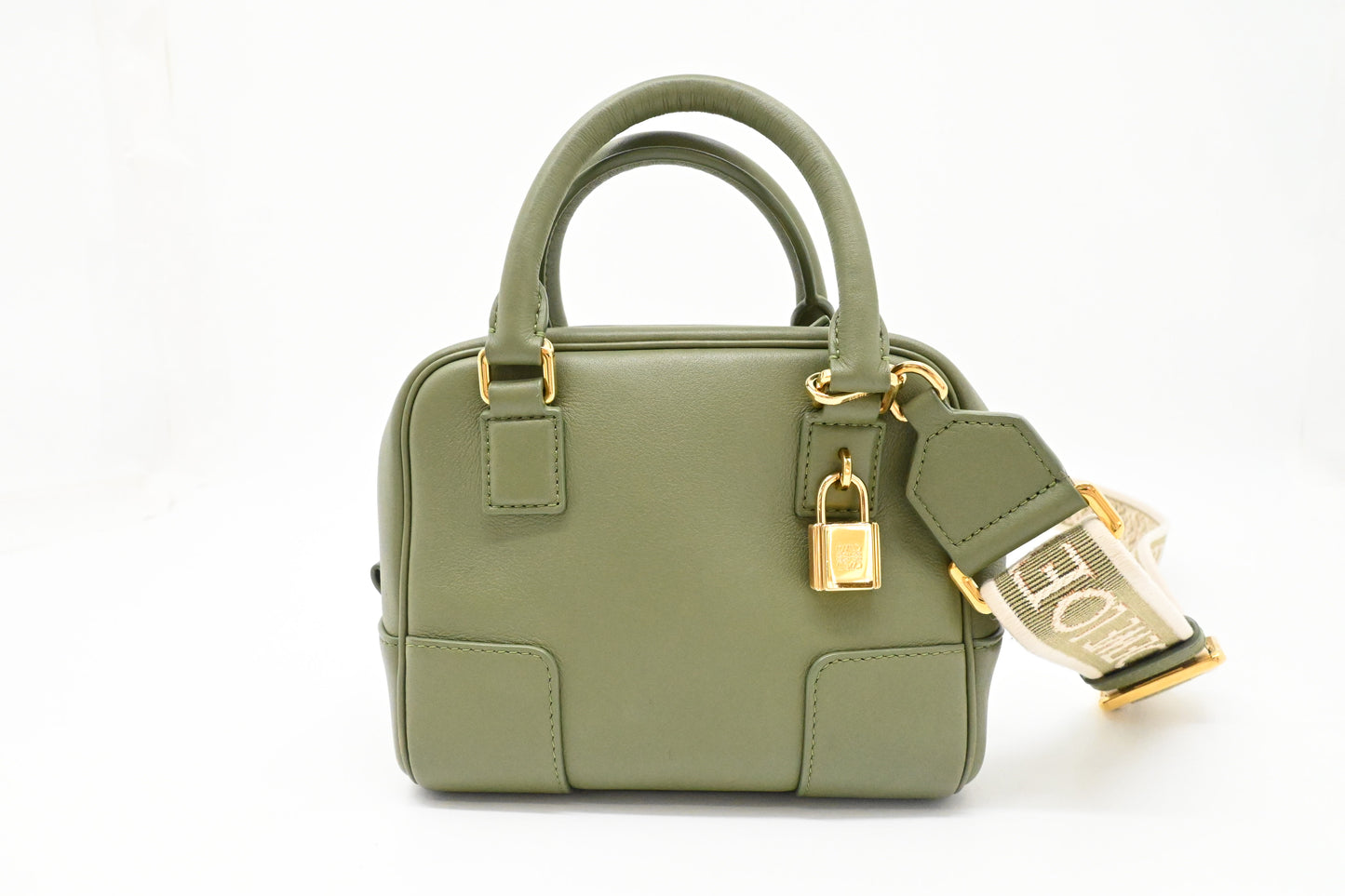 Loewe Amazona 16 Square Bag in Nappa Green Leather