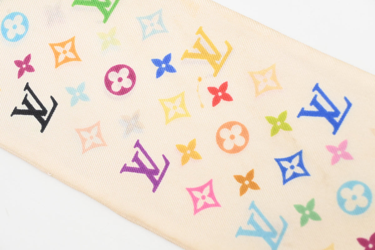 Louis Vuitton Bandeau in White Multicolor Monogram Silk