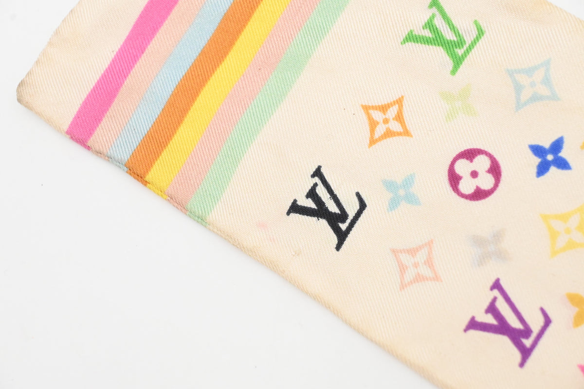 Louis Vuitton Bandeau in White Multicolor Monogram Silk