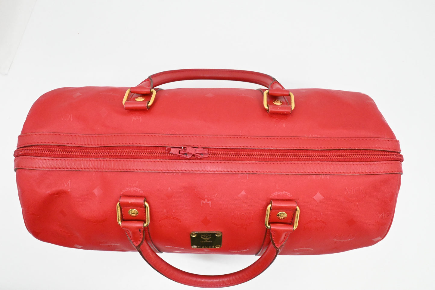 MCM Boston Bag in Red Coated Canvas