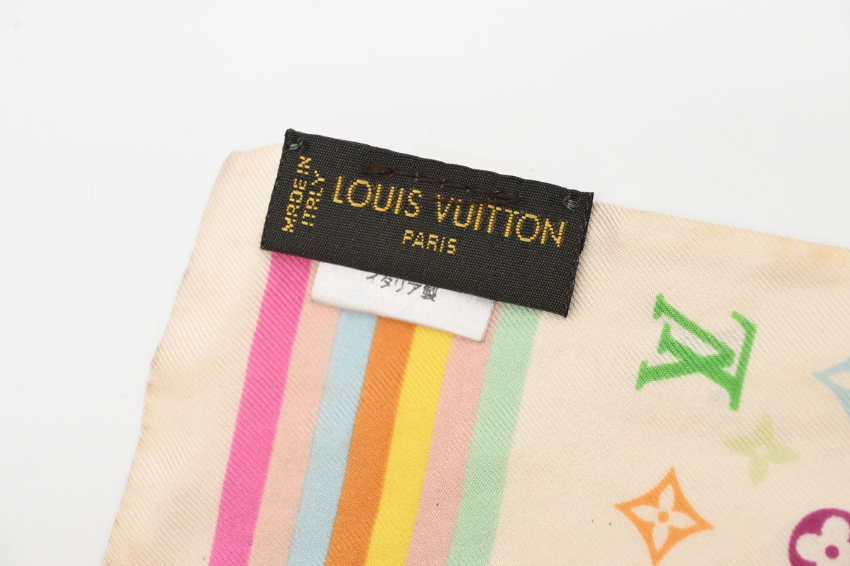Louis Vuitton Bandeau in White Multicolor Monogram Silk