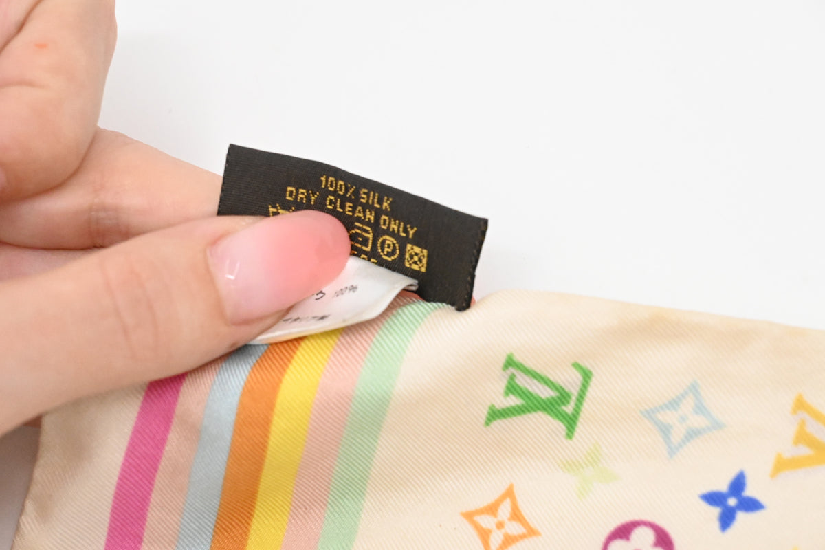 Louis Vuitton Bandeau in White Multicolor Monogram Silk